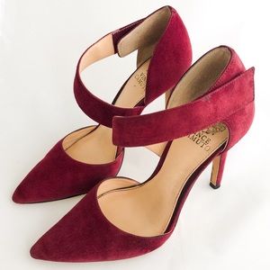 Vince Camuto Carlotte Pointy Toe Pump in Red Suede